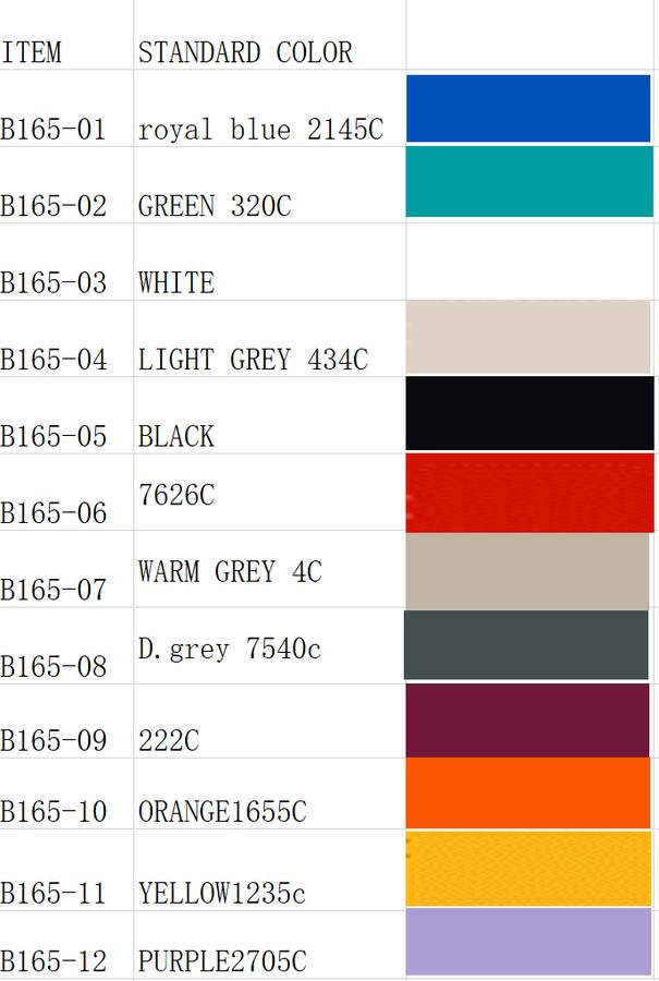 B200 extended color chart