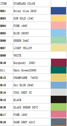 B230 color chart